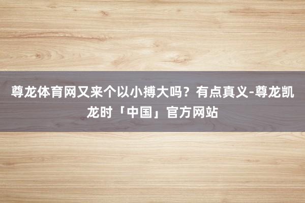 尊龙体育网又来个以小搏大吗？有点真义-尊龙凯龙时「中国」官方网站