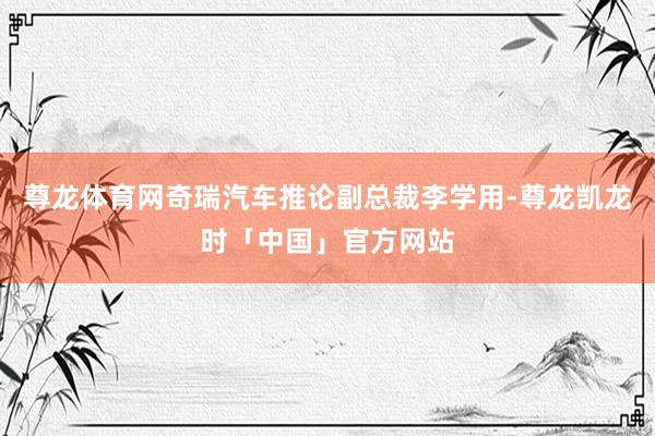 尊龙体育网奇瑞汽车推论副总裁李学用-尊龙凯龙时「中国」官方网站