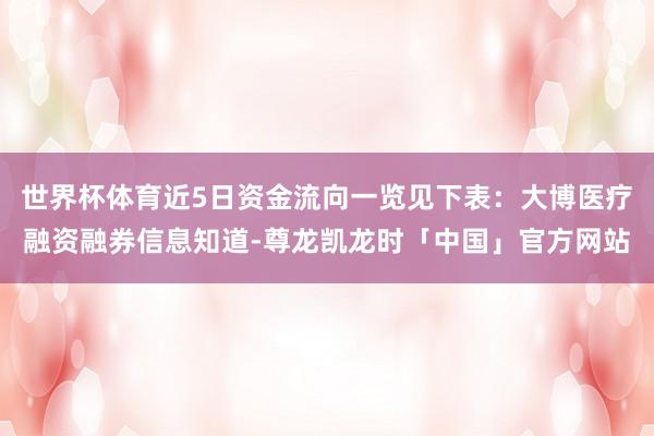 世界杯体育近5日资金流向一览见下表：大博医疗融资融券信息知道-尊龙凯龙时「中国」官方网站